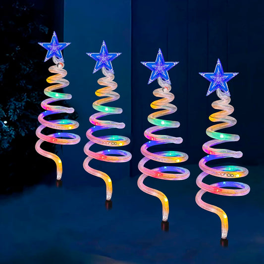 4 Luces En Espiral Forma De Árbol Navide