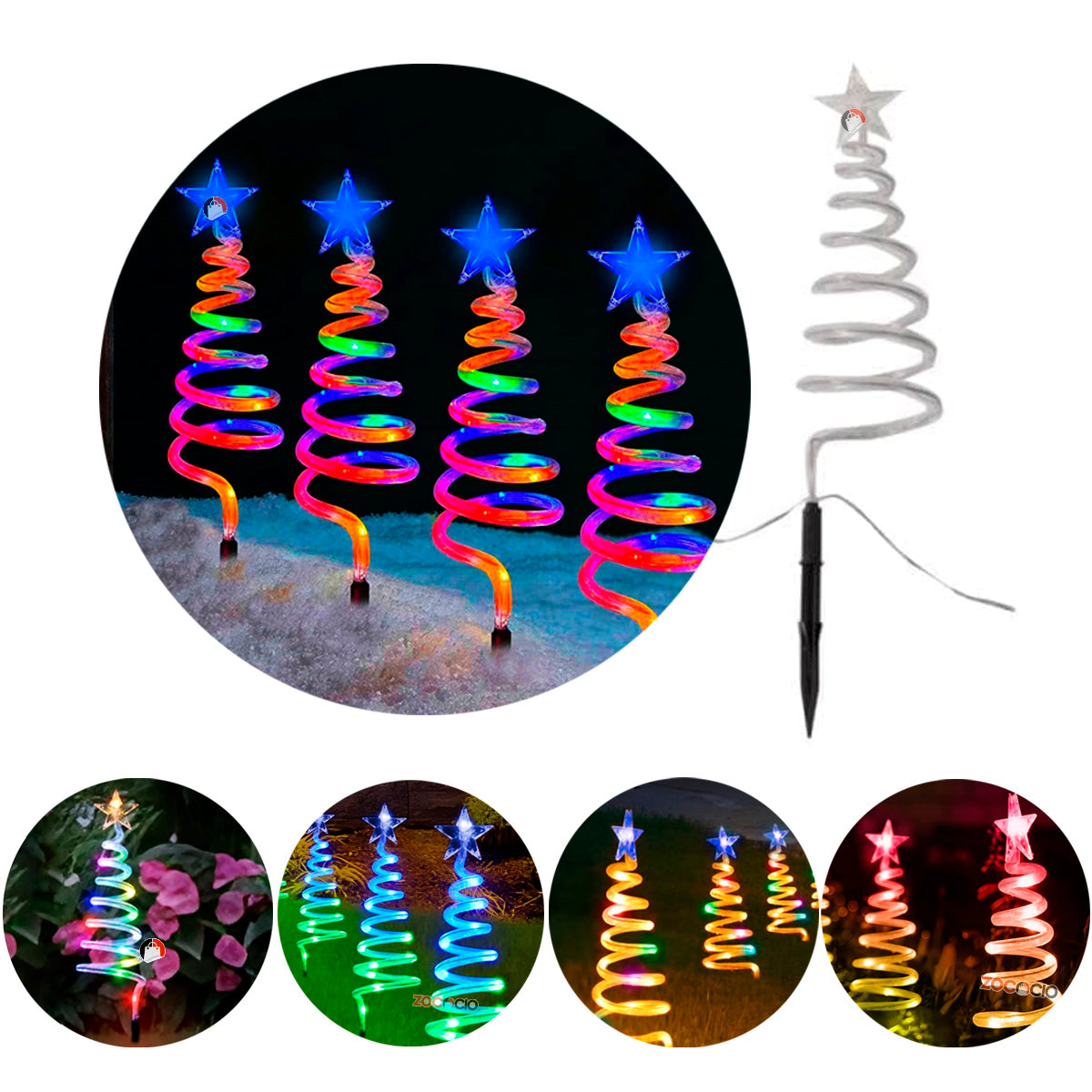 4 Luces En Espiral Forma De Árbol Navide