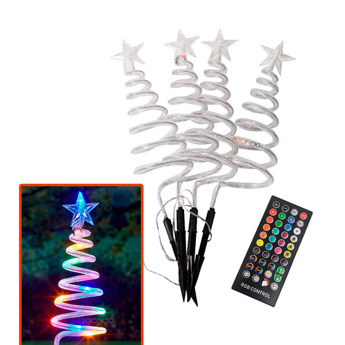 4 Luces En Espiral Forma De Árbol Navide